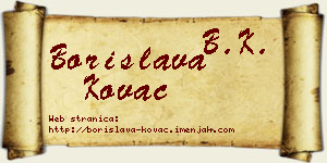 Borislava Kovač vizit kartica